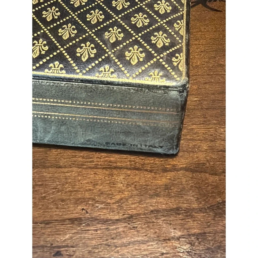 VTG LEATHER & Gold Jewelry Cigarette TRINKET Box FLORENCE Italy Firenze Gold Lea